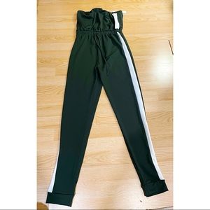 Olive green tube top jumpsuit